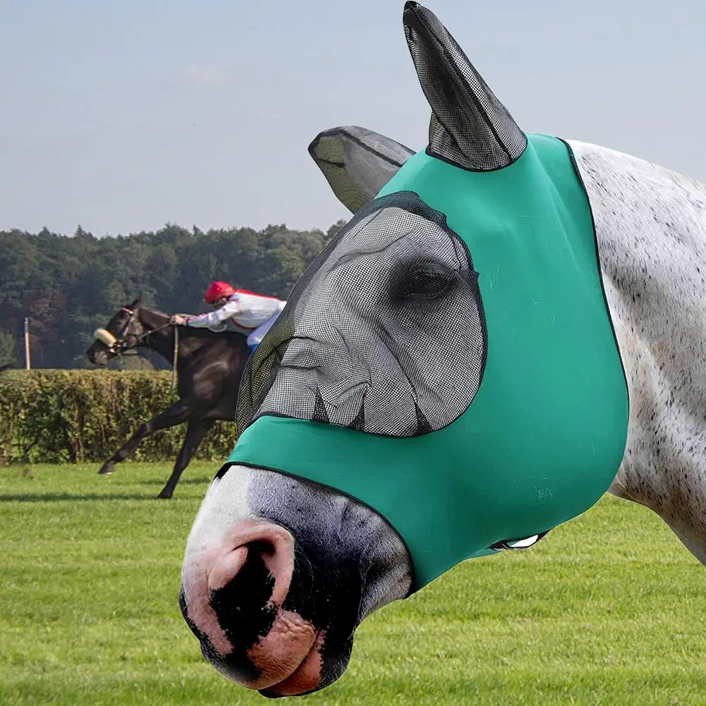 Pet Supplies Horse Fly Mask Comfortable Breathable Horse Detachable Mesh Mask With Ear Anti Mosquito Horse Mask