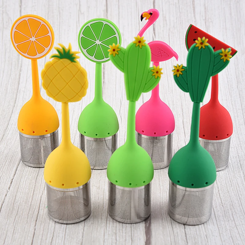 4 Colini Da Tè In Silicone E Acciaio - Forma Divertente, Per Tè Sfuso, Caffè E Spezie, Con Cucchiaino - Foto 8