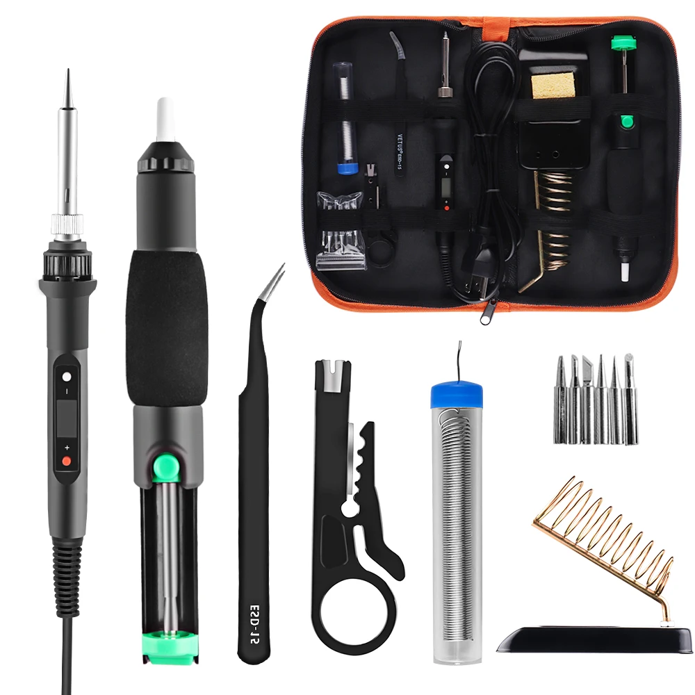 

80W Soldering Iron Adjustable Temperature Electric LCD Digital Display Welding Repair Lead Free 220V EU Plug Soldering Station