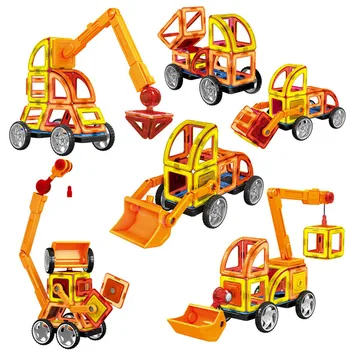 

Tamanho grande veículo de engenharia blocos magnéticos tructor diy ímãs blocos de construção educacional designer bloco