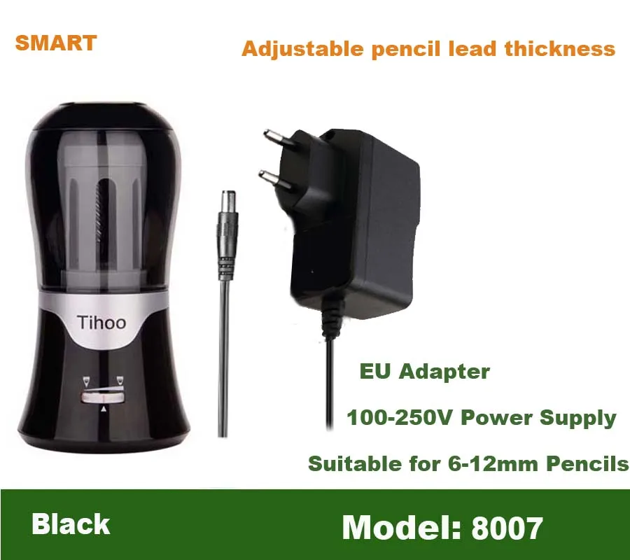 8007-BLACK-EU Автоматическая электрическая точилка для карандашей сверхмощная перезаряжаемая для класса авто Стоп быстрая заточка в 3s школьные офисные канцелярские принадлежности - Цвет: 8007-BLACK-EU