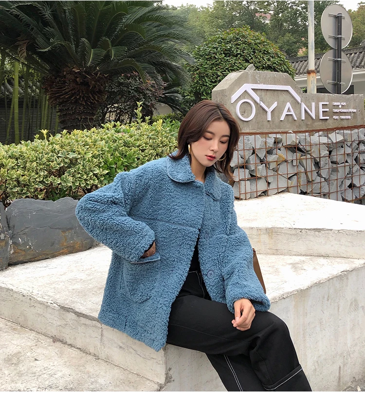 Women Lamb Fur Coat New Autumn Winter Single-breasted Lapel Thicker Jacket Casual Female Overcoat