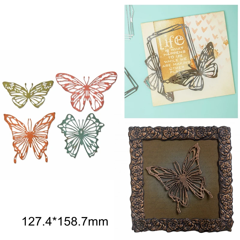 

Mix Shape Butterfly Hollowed Retro Frame Metal Cutting Dies Scrapbook Craft DIY Handmade Cards Decorate Album Photos New Die Cut