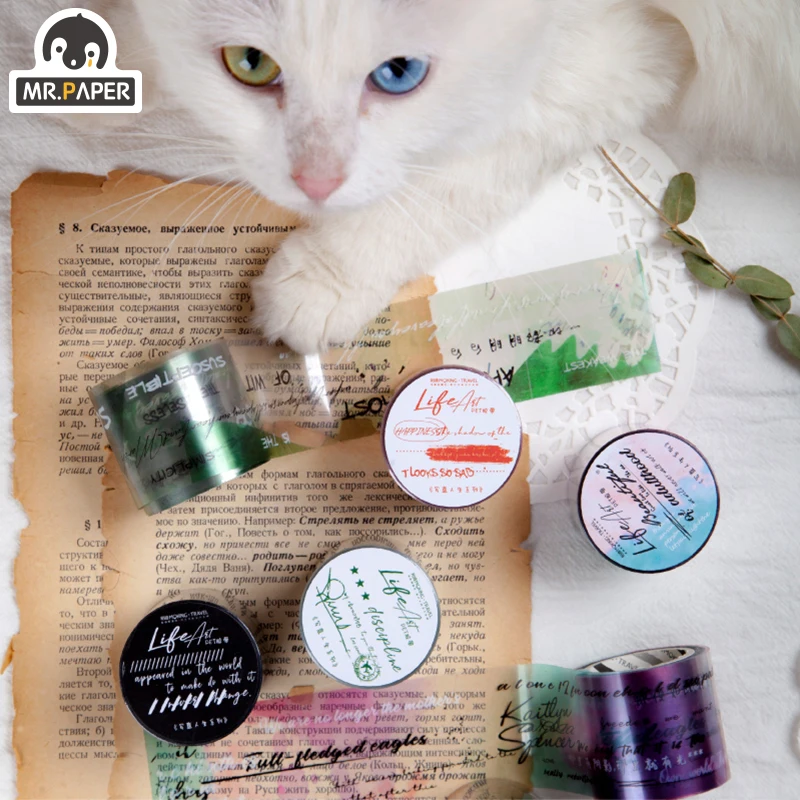 

Mr.Paper 4cm*5m Enjoyable Life PET Style Bullet Journaling Writing Washi Tape Deco Gift Label Ins Masking Tapes Easy to Tear