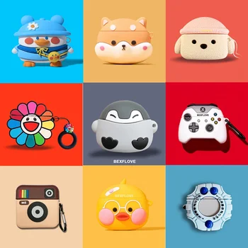 

3D Earphone Case for Huawei Freebuds 3 Case Silicone Cute Toast Dog Cartoon Cover for Huawei Freebuds 3 Case with Keychain Strap