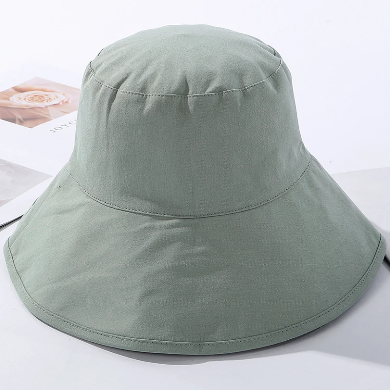 Light Green HT2934 Новинка, модная женская шляпа с обеих сторон, можно носить, Панама, шляпа для рыбалки, Кепка с защитой от ультрафиолета, хлопковая шляпа с широкими полями - Цвет: Light Green