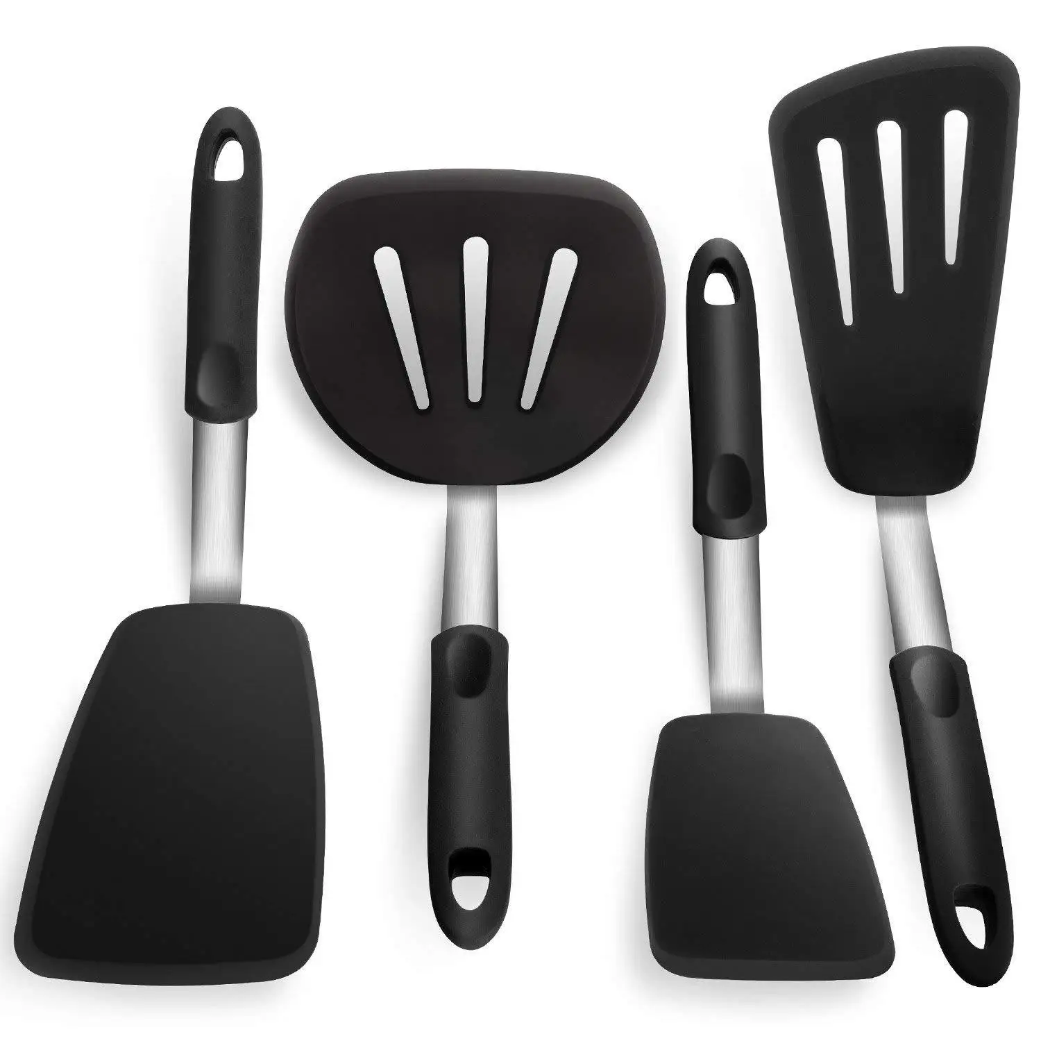 3pc Black Silicone Spatula Set Nonstick Heat Resistant Kitchen  Utensils/Turner