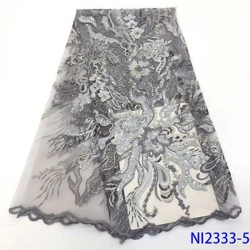 

New Arrival French Lace Embroidery Mesh Fabric Nigerian Lace Fabrics African Dress Fabric Bridal Lace Trim For Wedding NI2333-5