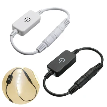 

1PC LED Dimmer Touch Switch DC 12V 4A Brightness With DC Female Male Plug For 3528 5050 LED Strip Black/White Light Lamp