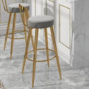 

Bar Chair Light Luxury Household Stainless Steel Metal Golden Bar Stool Modern Simple High Chair Bar Chair Backrest Bar Stool