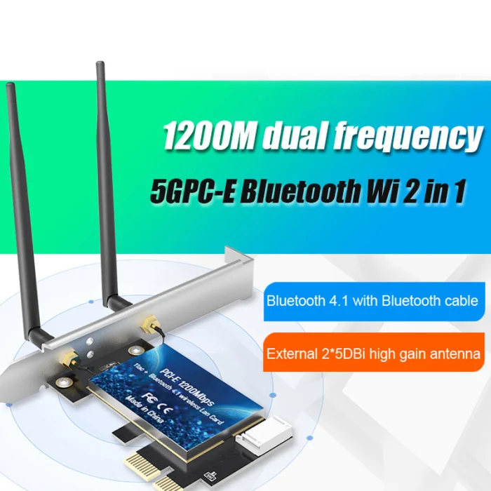 EDUP 1200 Мбит/с PCI-E WiFi беспроводная карта адаптер Bluetooth 4,1 для настольного ПК PUO88