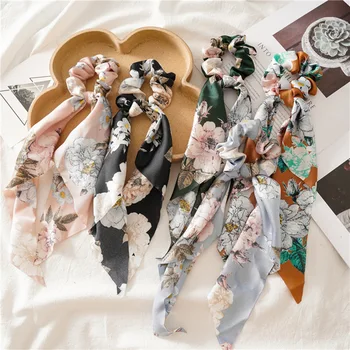 

1 pc Ponytail Fashion Ribbon Women Printed Scrunchies Elastic Hair Bands Headwear Elegant Hair Accessories Hair Gum For Girls