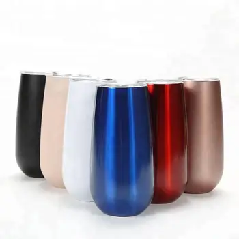 

6oz Egg shape cup Stainless Steel Drinking Cup With Lid Stemless Wine Glass Kids Unbreakable Tumblers for wine coffee mug
