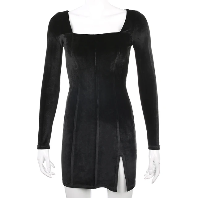 SUCHCUTE terciopelo mujer vestido bodycon Modis solid Otoño Invierno