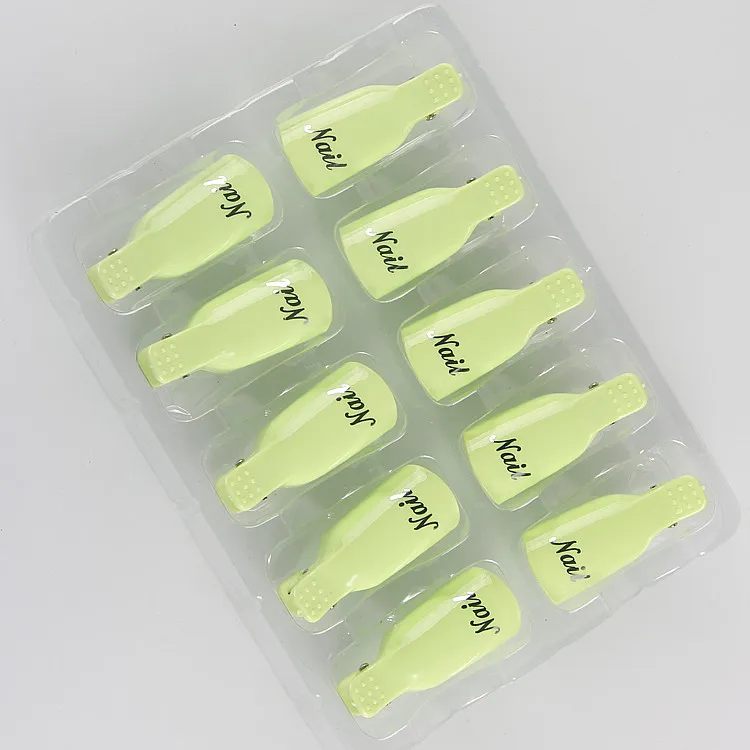 10pcs/set Remover Gel Polish Degreaser Polish Remove Gel Nail Polish Clips Caps Nail Cleaner Gel Nail Remover Manicure Tools - Цвет: green