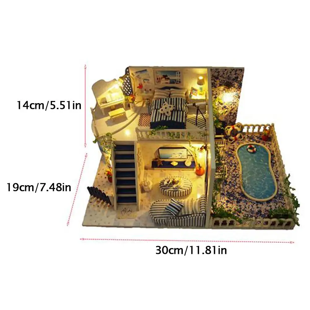 Children DIY Assembly Cottage Santorini Cabin Innovative Birthday Gift Educational Toys
