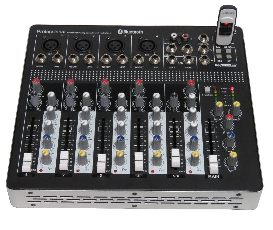 pro show party clubs church karaoke stage pa 6channel pure dj mixer mixing with sd card usb mp3