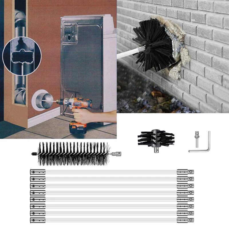 Chimney Cleaner Cleaning Brush + Rod Set Kit Rotary Sweep System