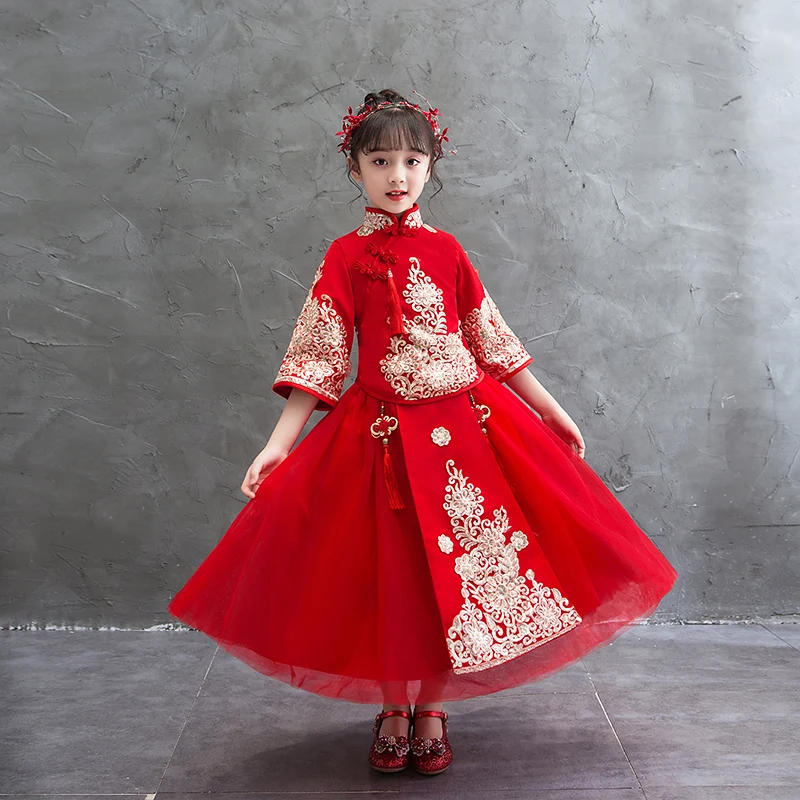 

Girl Christmas Birthday Party Dress Flower Girls Dresses For Wedding Gown Formal Kids Dresses Chinese New Years Dress 2022 new