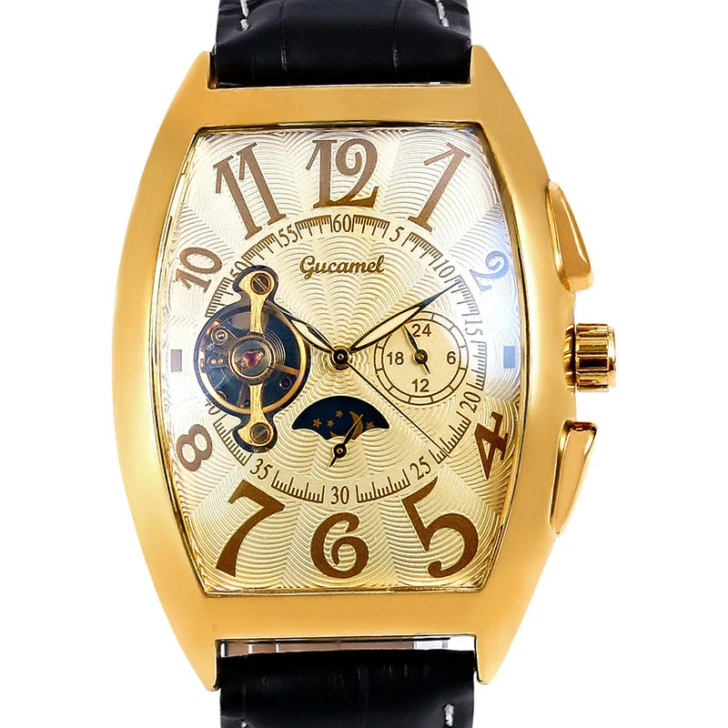 man color 6 Мужские кожаные часы с циферблатом Star morning Tourbillon, автоматические механические часы - Цвет: man color 6