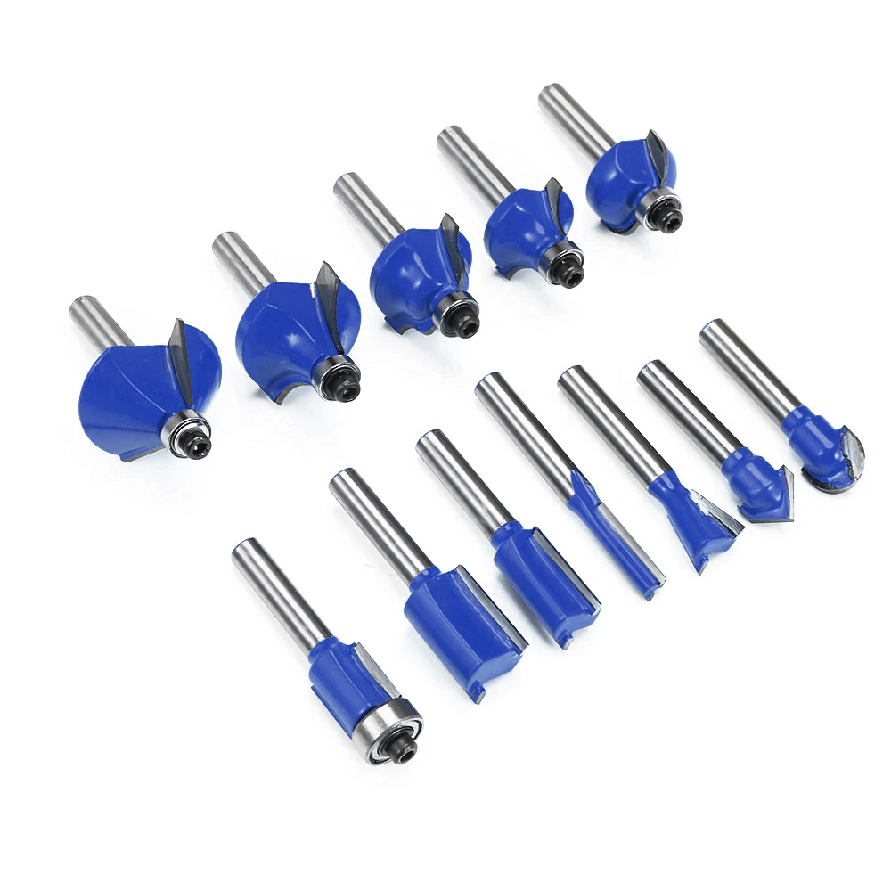 

12Pcs 8mm Shank Carbide Router Bit Joinery Trimmer Woodworking Milling Cutter Set for Wood Cutter Engraving Cutting Tools