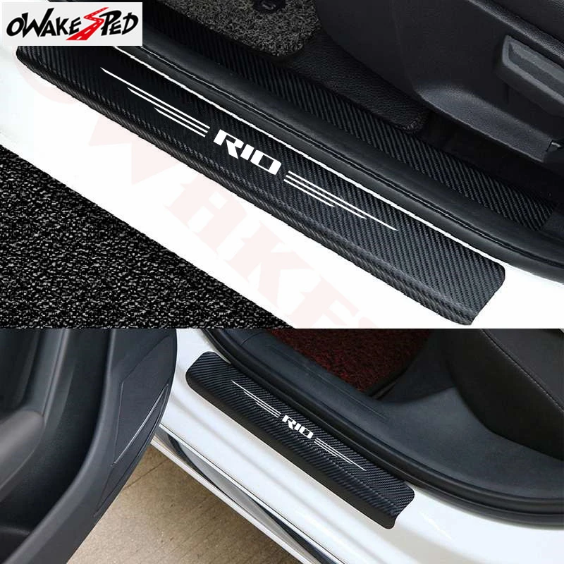 4 шт. наклейки на порог автомобиля из углеродного волокна для Kia Rio 3 4 K2 K3 X-Line автомобильный порог Накладка на педаль Накладка аксессуары
