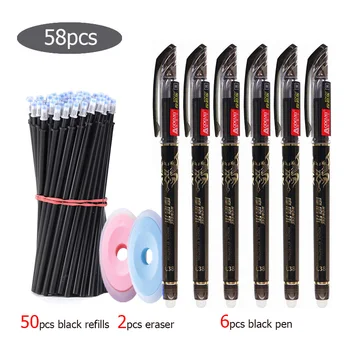 

Erasable Pen Refill 58Pc/Set Office Gel Pen 0.5mm Rod Magic Washable Handle Erasable Pen Blue/Black Ink Office School Stationery