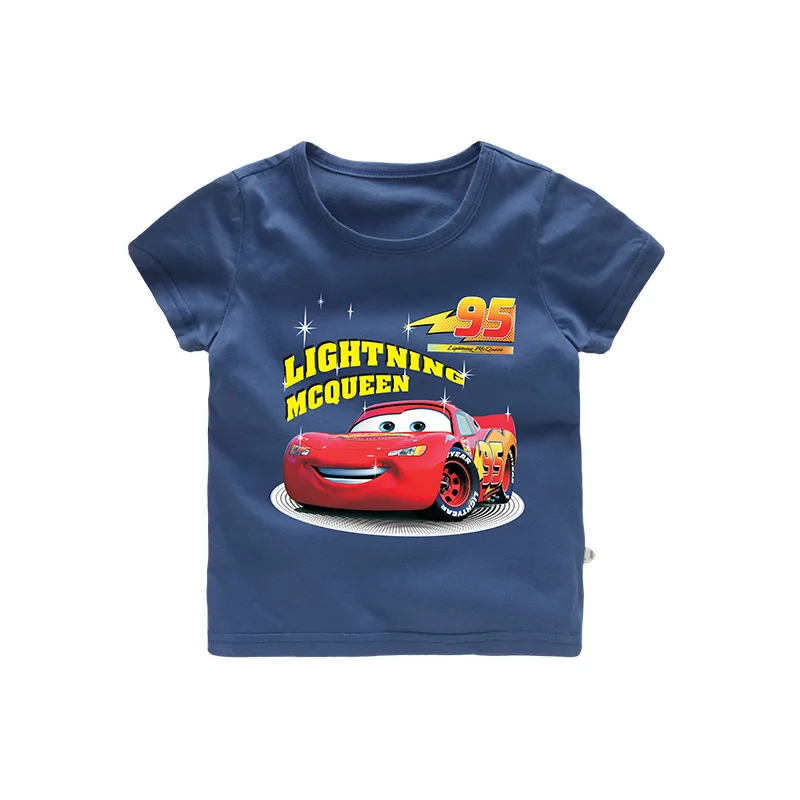 disney car algodão roupas infantis cartoon verão manga curta camiseta menino algodão fofo camiseta