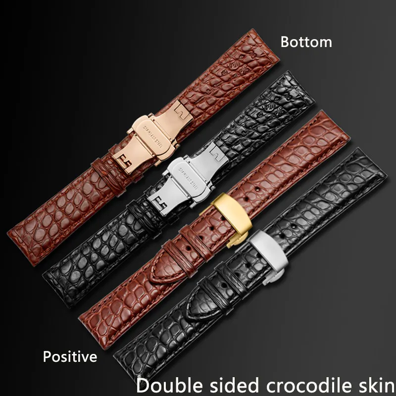 18mm 19mm 20mm 21mm 22mm double-sided alligator leather strap is suitable for men's and women's watches of all brands with butte |
