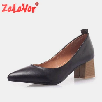 

ZALAVOR Size 32-46 New Women Fashion Thick High Heels Pumps Shoes Women Stylish Pointed Head Fancy Party Dress Lady Footwear