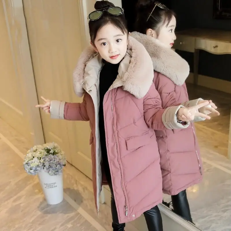 

Girls Down Jackets Baby Outdoor Warm Clothing Thick Coats Windproof Children's Winter Jackets Kids Big Fur Collar Outerwear