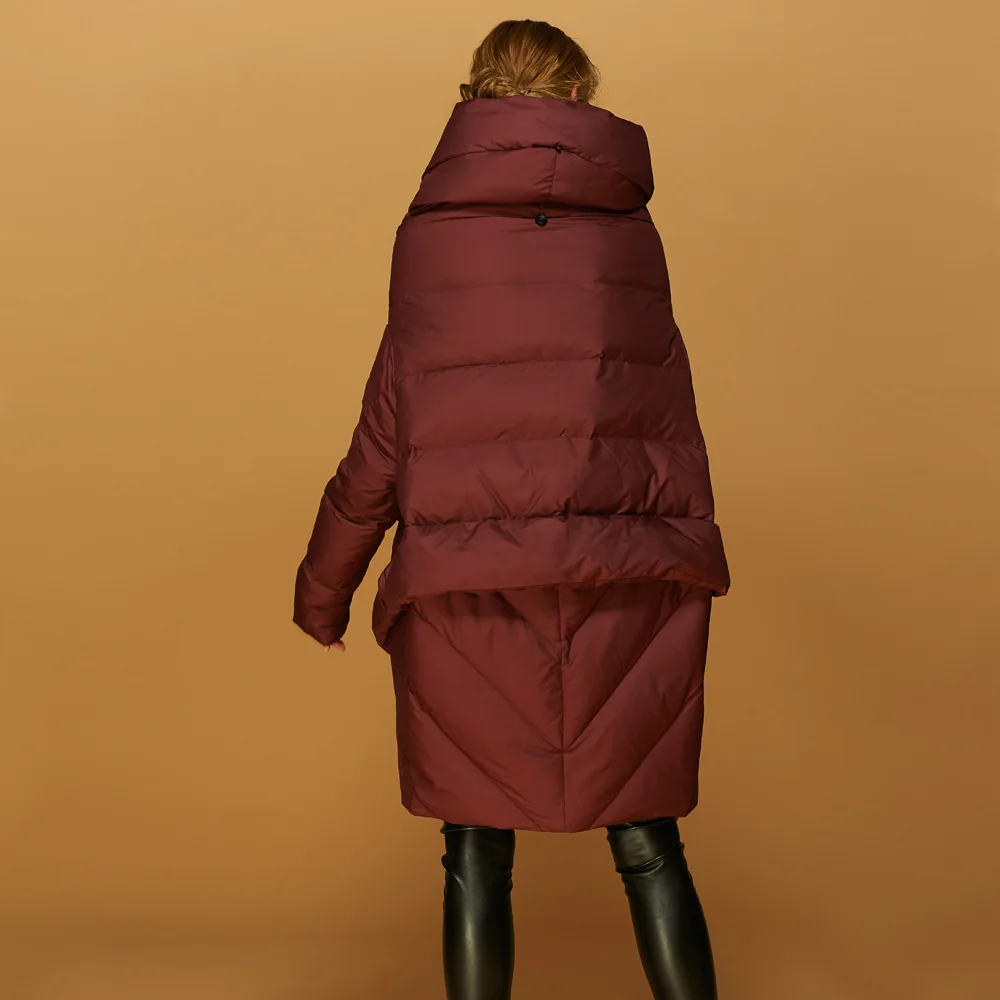 

Autumn WInter Down Jacket European 2020 Fashion Long Asymmetric Cloak Duck Down Warm Loose Jacket campera pluma mujer