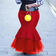 Женские Модные размера плюс; пикантная однотонная газовая юбка-платье в стиле пэчворк с оборками и вечерние длинные кавайная юбка Сексуальная юбка женская юбки Для женщин s Для женщин