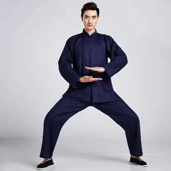 

New Navy Blue Chinese Men's Classic Tai Chi Uniform Cotton Linen Kung fu Suit Clothing Size M L XL XXL XXXL 2516