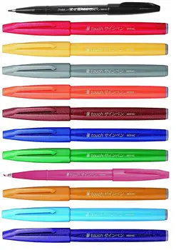 

12 Color Art Pentel Sign Brush Marker Pens - Flexible Tip Assorted Colours - Pack 12 Set