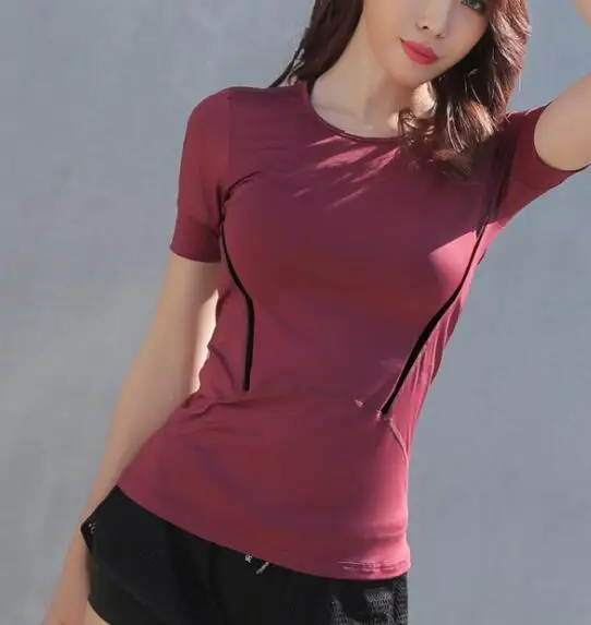 

WW-63823 Women Mesh Workout Gym Short Sleeve Elastic Sport Jersey T Shirt