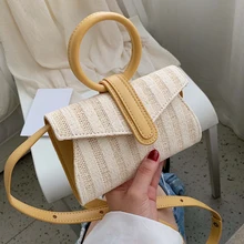 Тканые дизайнерские сумки женская сумка на плечо летний Стиль пляжная дорожная сумка через плечо из искусственной кожи тканые маленькие женские сумки