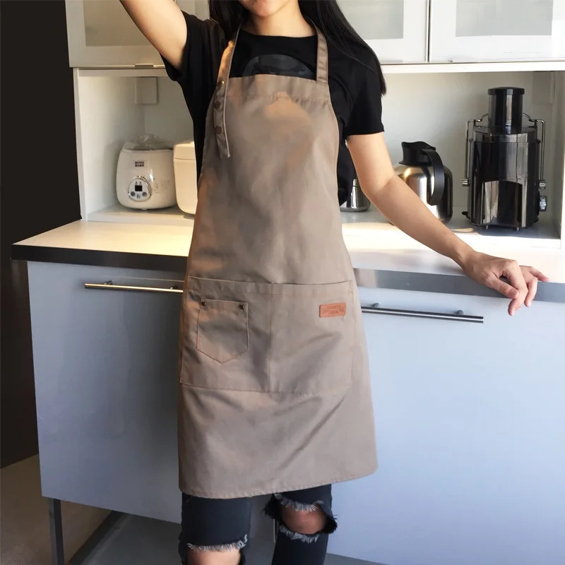 New Fashion Canvas Cotton Apron Coffee Shop And Barber Working Apron Bib Cooking Kitchen Aprons For Woman Man Apron
