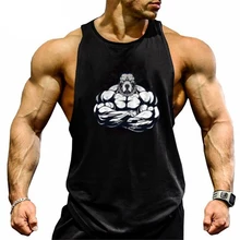 Фитнес! Новинка хлопковая Облегающая рубашка, брендовая одежда, майка, мужские топы без рукавов, бодибилдинг, Стрингер, жилет размера плюс
