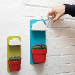 Весело облака дождливый автоматический Выпуск воды настенный цветочные горшки для суккулентных растений + семена питательной почвы