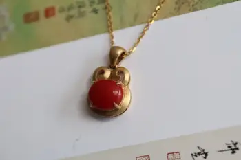 

Fine Jewelry Real 18K Gold AU750 G18K Natural 100% Precious Coral Pendant Gold Diamond Pendant Gemstone Necklaces for Women