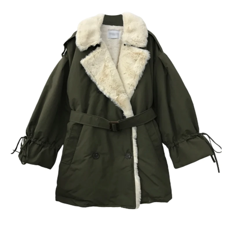 Зима, новинка, утолщенная Женская куртка средней длины с хлопковой подкладкой, шерстяная подкладка, Женская Повседневная парка, куртка, Студенческие теплые пальто