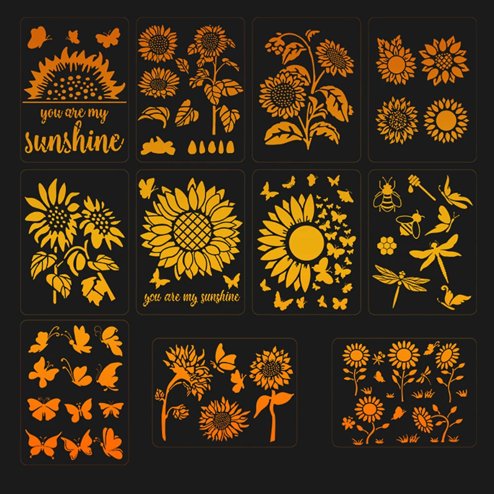 

DIY Sunflower Stencil Halloween Thanksgiving Pumpkin Drawing Template Painting Scrapbooking Card Embossing Album Coloring Craft