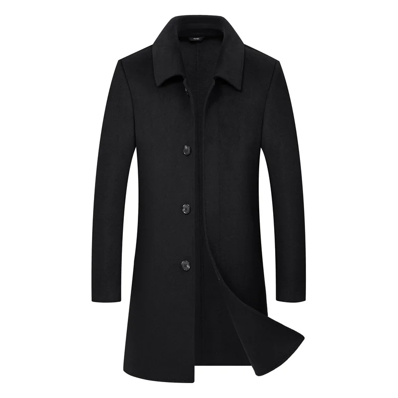 

Wool Overcoat Men's Mid-length Autumn And Winter Middle-aged Men Double-faced Woolen Goods Business Casual Thick Woolen Cloth Le