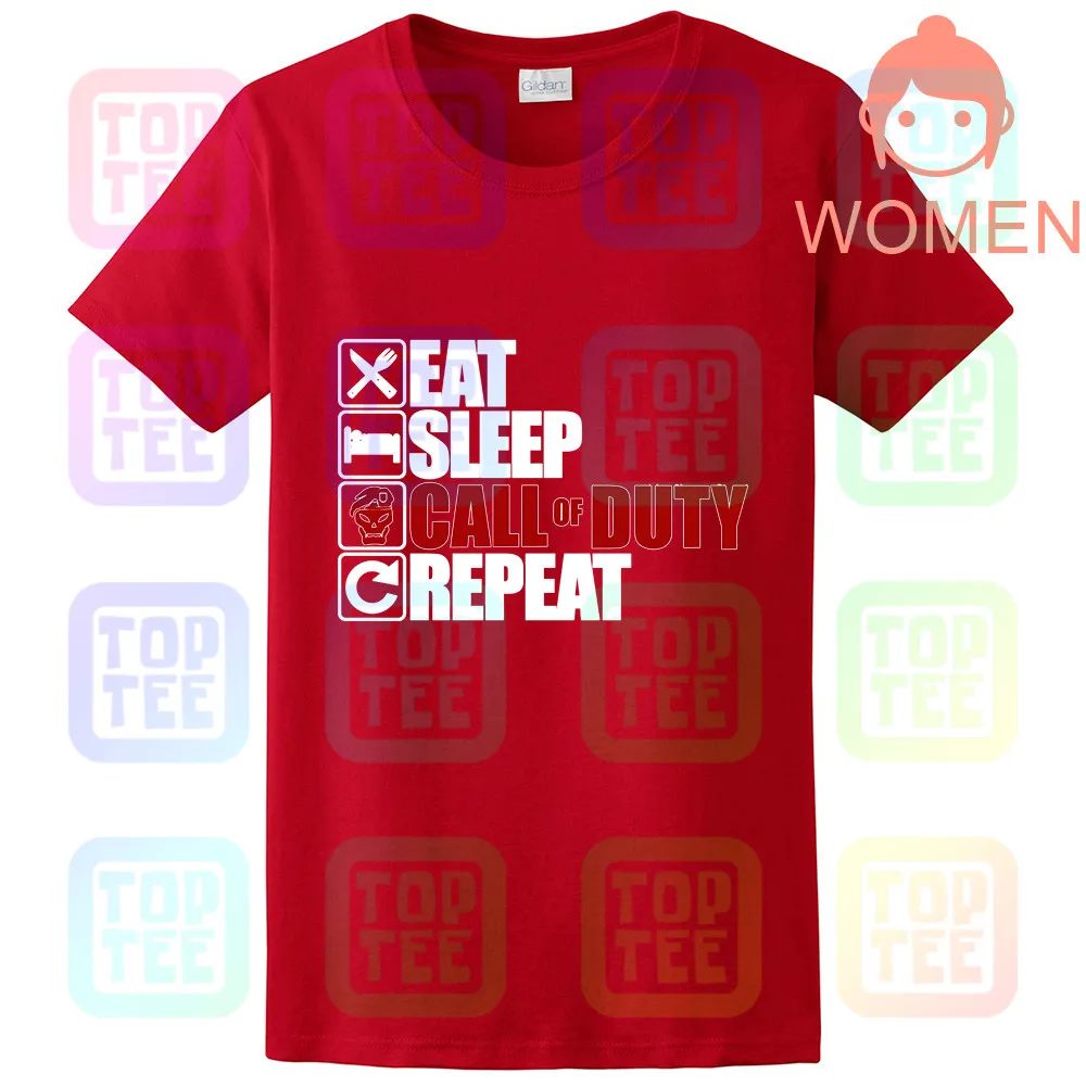 WOMEN-RED Eat Sleep Call Of Duty Футболка-игровой Xbox Ps4 nintendo подарок на день рождения Рождественский топ - Цвет: WOMEN-RED