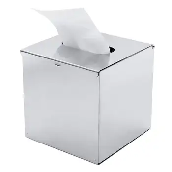 

130 x 130 x 130mm Paper Rack Chrome Car Home Cube Square Tissue Box Container Stainless Steel Carton Towel Napkin Tissue Holder