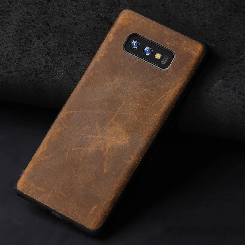 Кофе Натуральная подтягивание кожи чехол для samsung Galaxy S10 S8 S9 S7 плюс крышка для A30 A40 A50 A70 A7 A8 S10e Note 8 9 Crazy Horse - Цвет: Кофе