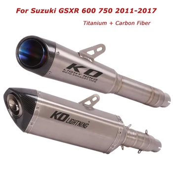 For Suzuki GSXR 600 750 2011-2017 Motorcycle Exhaust Muffler Mid Tail Pipe Titanium System Carbon Fiber Tips
