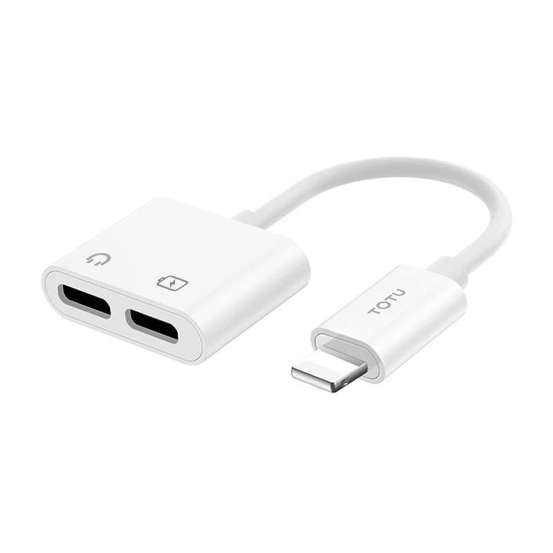 TOTU 3 in 1 Lightning Charger Adapter Cable Lightning to Lightning Interface+3.5mm/Dual Lighting Interfaces For iPhone IOS - Цвет: To Dual Lighting