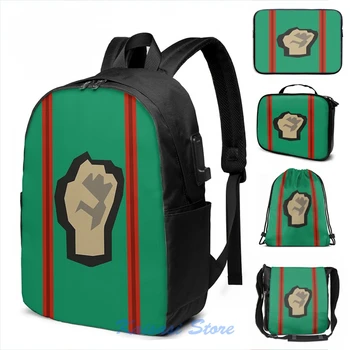 

Old School RuneScape - Strength Skillcape USB Charge Backpack men School bags Women bag Travel laptop bag